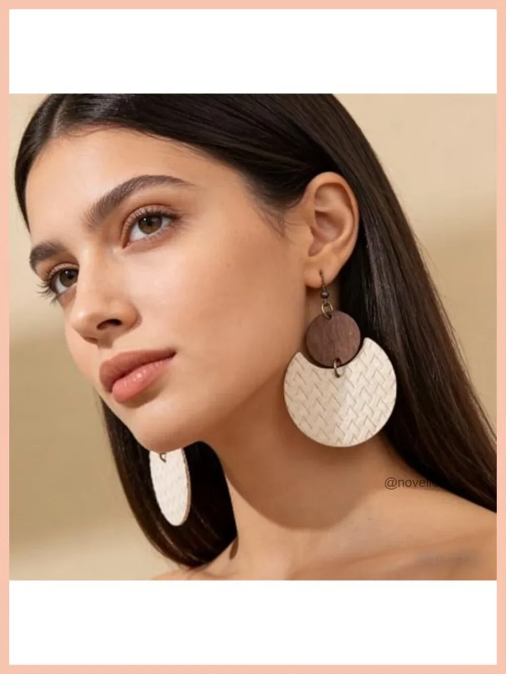 4 Pairs Wooden Dangle Earrings Boho Teardrop Hollow Geometric Drop Earrings Set